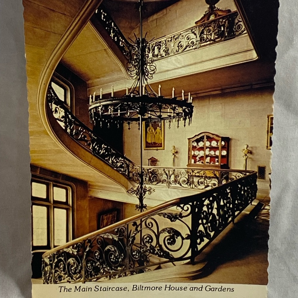 Post Card , The Main Staircase at Biltmore Gardens, NC 1971.